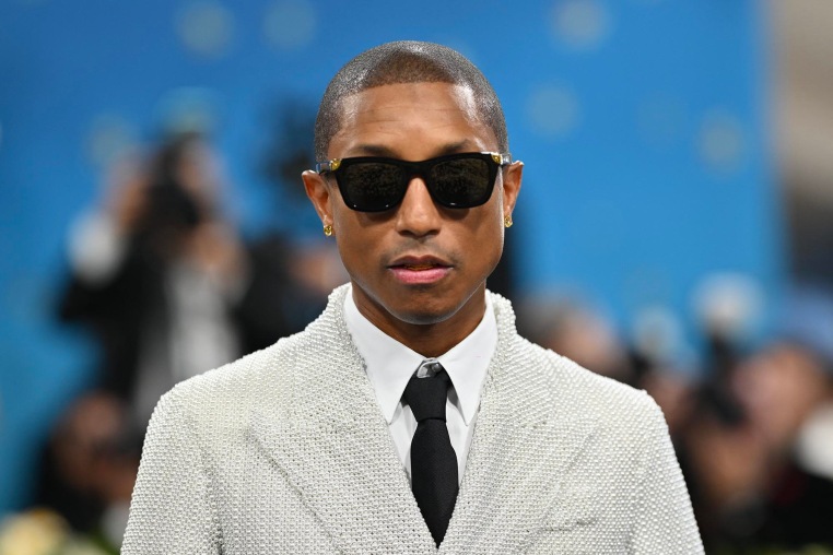 Pharrell Williams arrives at the 2025 Met Gala.