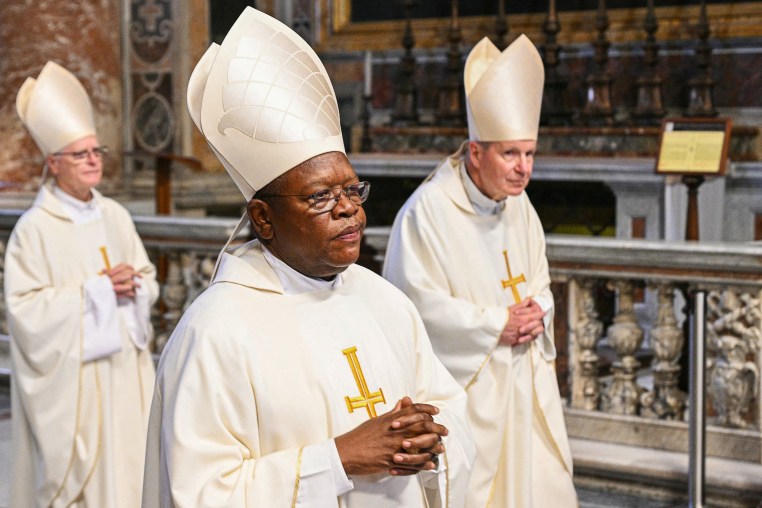Cardinals during mass after Pope Francis' funeral
