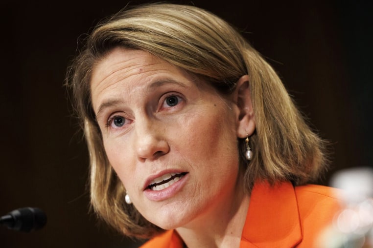 Caroline Crenshaw speaks during a hearing. 