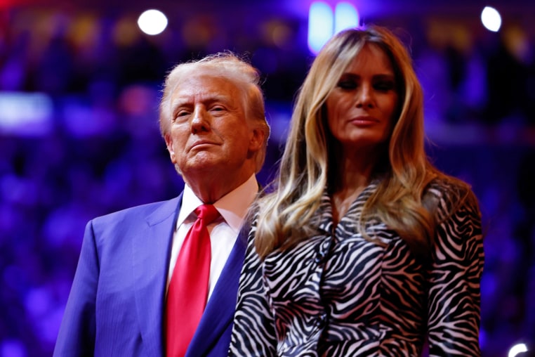 Donald Trump and Melania at campaign rally at Madison Square Garden In NYC