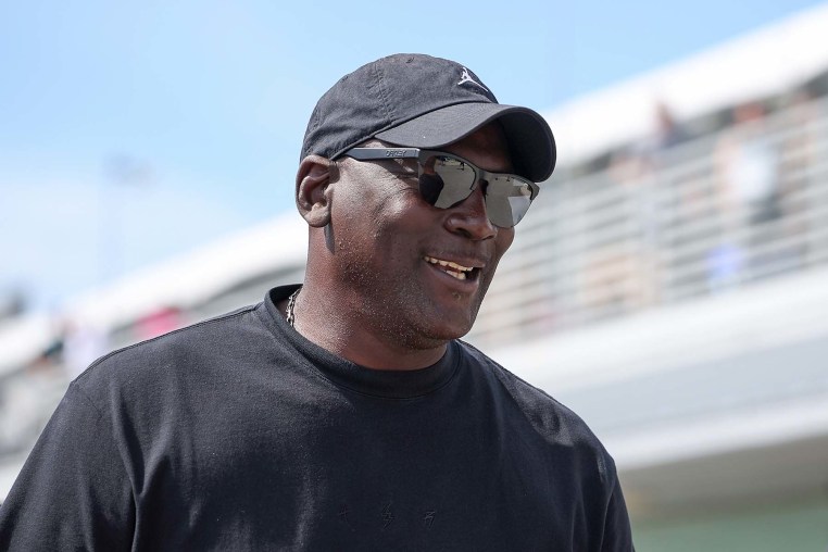 Michael Jordan at the NASCAR Cup Series Straight Talk Wireless 400 in 2024.