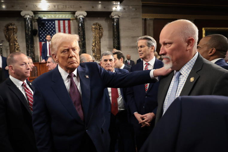 President Donald Trump greets Rep. Chip Roy, R-Texas