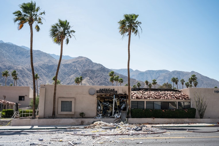 Image: Debris outside a damaged American Reproductive Centers fertility clinic