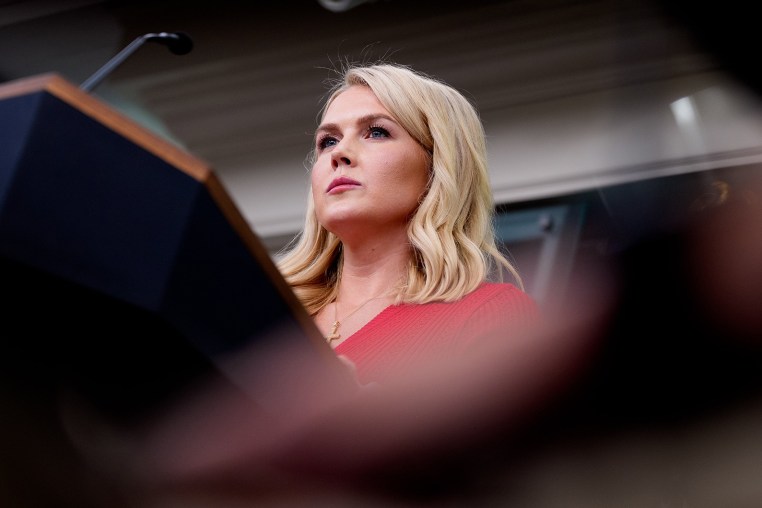 White House press secretary Karoline Leavitt takes a question 