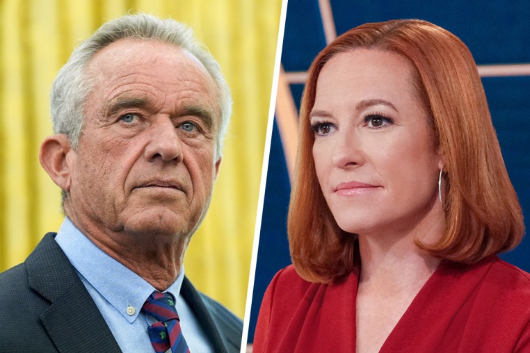 A split composite image of Robert F. Kennedy Jr. and Jen Psaki.