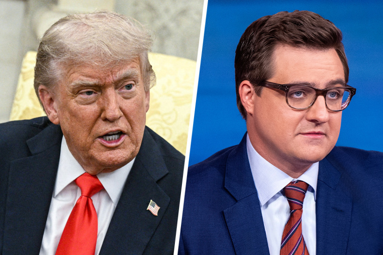A split composite of Donald Trump and Chris Hayes.