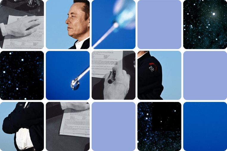 5x5 grid of obscured images 
