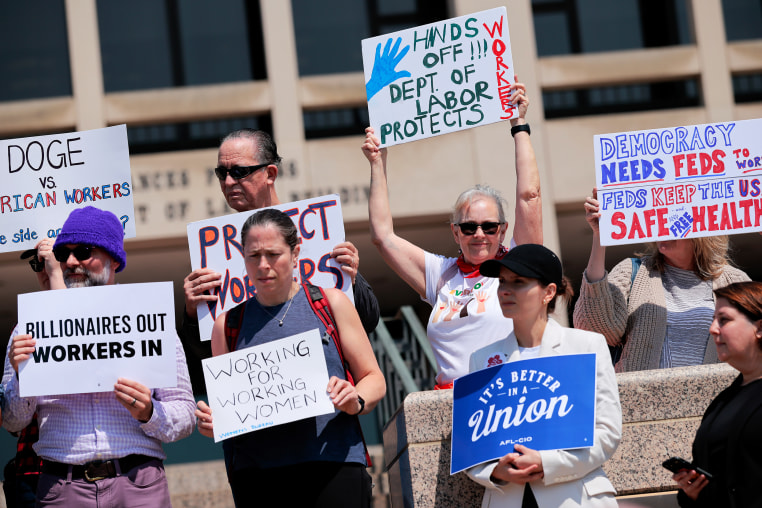 Federal Workers Hold Press Conference To Speak Out Against DOGE Cuts