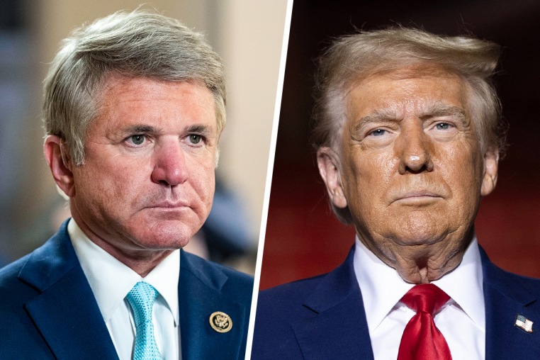 A split composite image of Michael McCaul, left, and Donald Trump