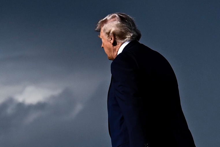 President Donald Trump arrives at Morristown Municipal Airport 
