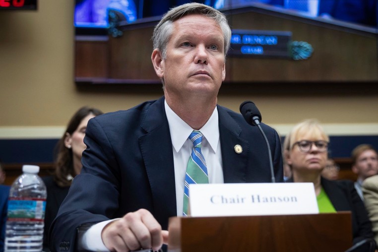 Nuclear Regulatory Commission Chair Christopher Hanson testifies on Capitol Hill in 2024.