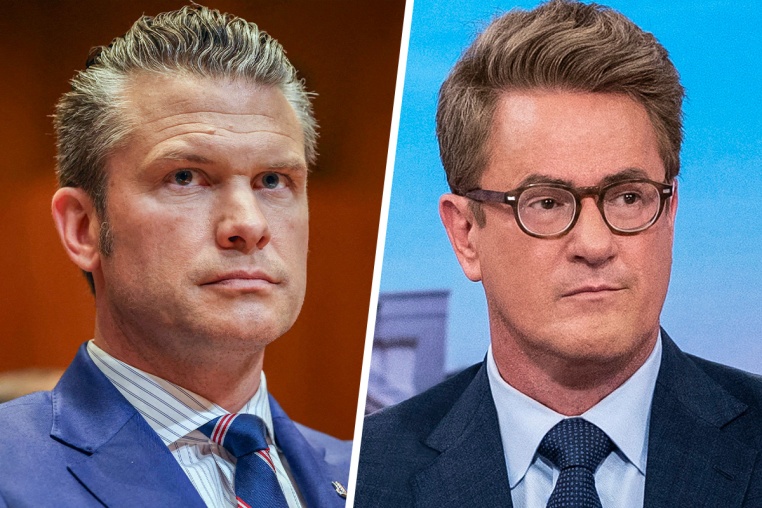 A split of Pete Hegseth and Joe Scarborough.