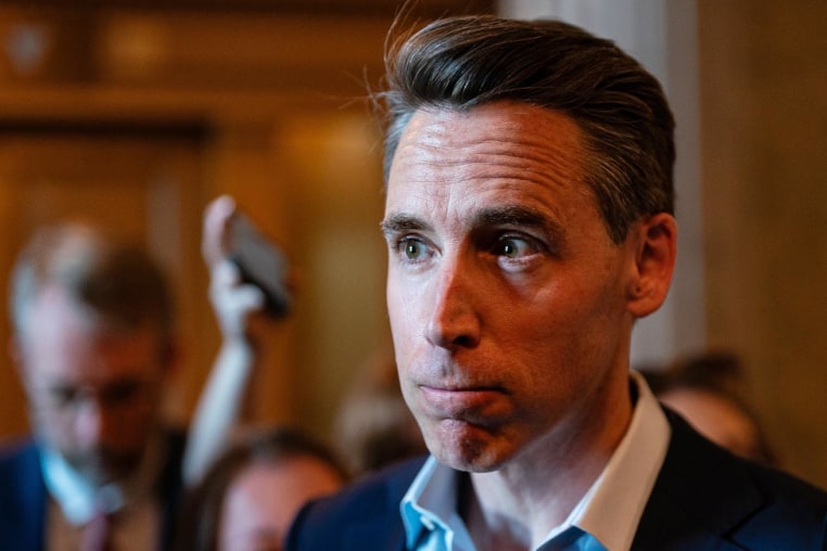 Sen. Josh Hawley, R-Mo., speaks at the Capitol on June 2, 2025. 