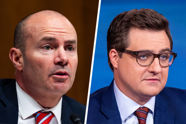 A split composite of Mike Lee and Chris Hayes.