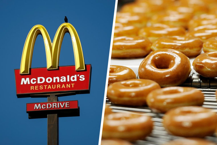 A McDonald's; Krispy Kreme doughnuts.