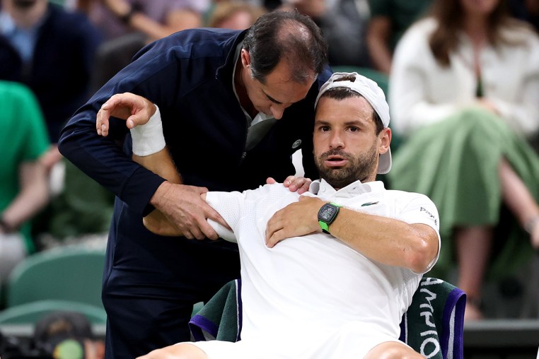 Image: Day Eight: The Championships - Wimbledon 2025 Grigor Dimitrov hurt injured injury