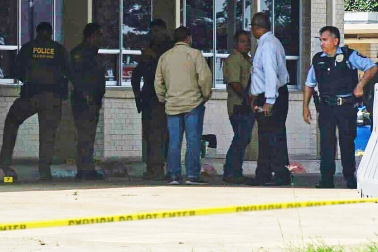 Officials work the scene of a shooting at a Border Patrol facility in McAllen, Texas, Monday, July 7, 2025. 