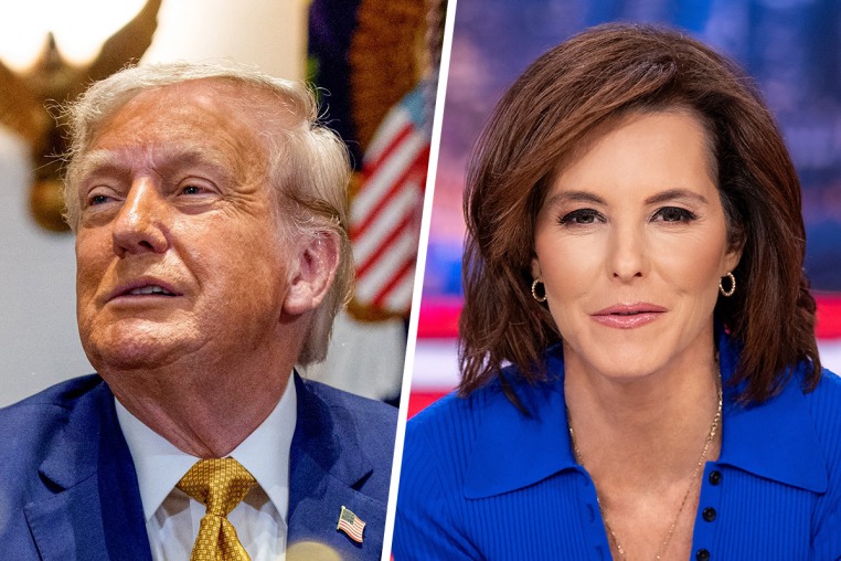 A split composite of Donald Trump and Stephanie Ruhle.