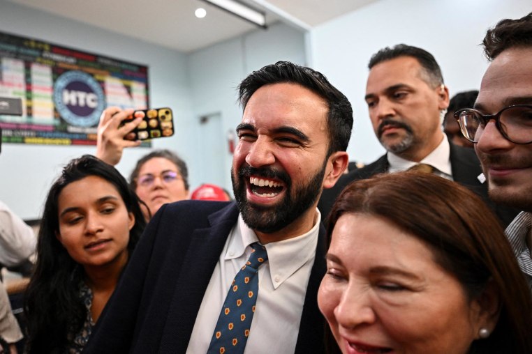 Zohran Mamdani, Democratic candidate for mayor, leaves a news conference celebrating his primary victory on July 2, 2025 in New York. 