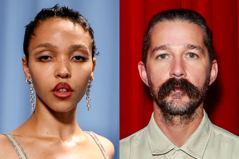 A split composite of FKA Twigs and Shia LaBeouf.