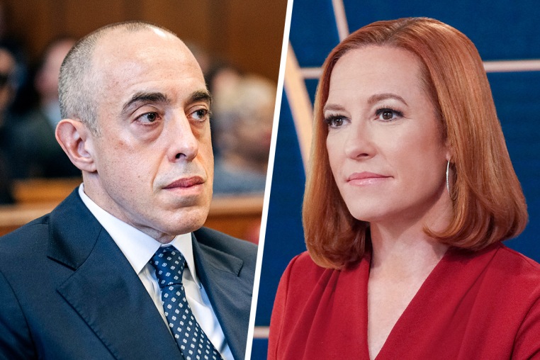 A split composite image of Emil Bove, left, and Jen Psaki