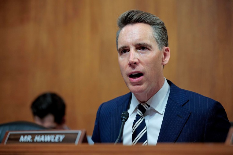 Sen. Josh Hawley, R-Mo., presides over a Senate hearing on July 16, 2025.
