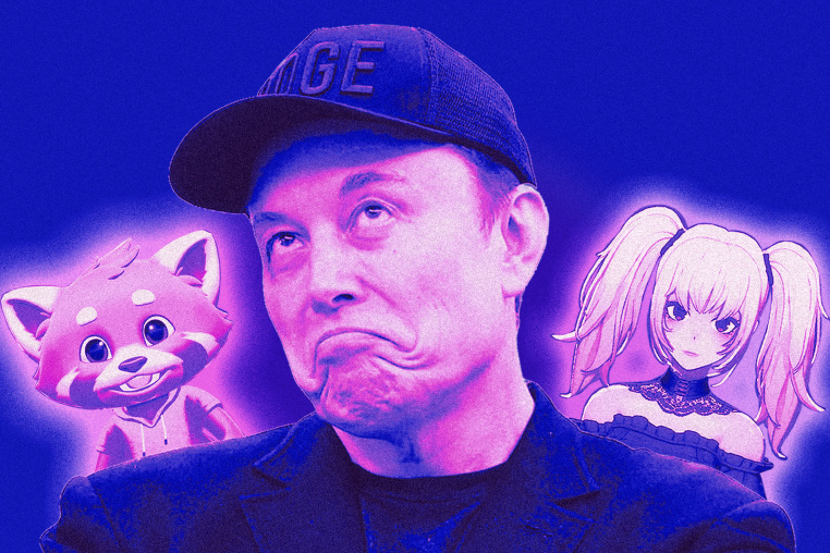 Elon Musk with Grok AI Companions, Rudi and Ani.
