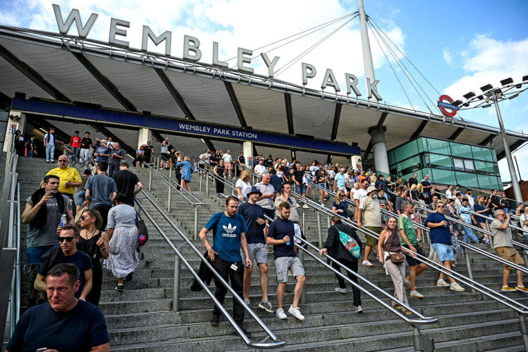 A general view of Oasis fans arriving at the Oasis Live '25 Tour at Wembley Stadium
