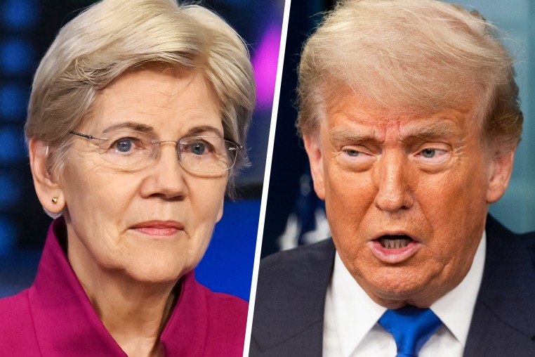 Senator Elizabeth Warren and President Donald Trump.