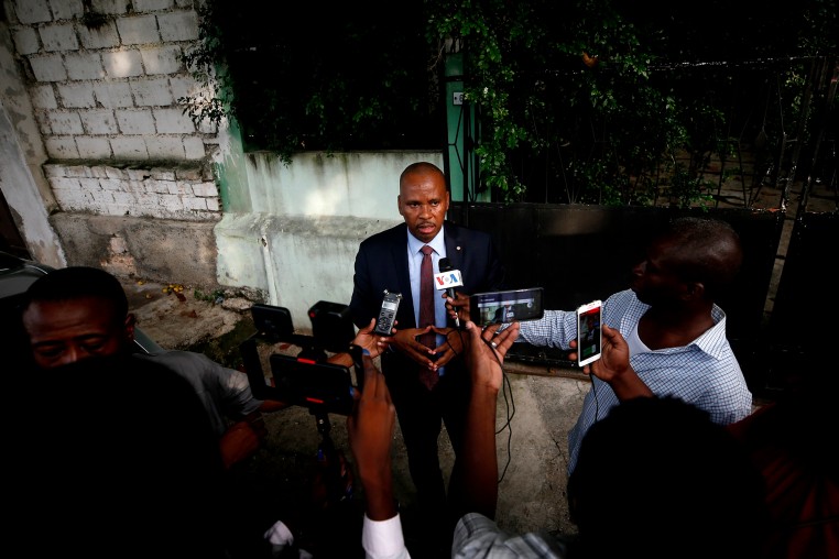Senator Nenel Cassy after a press conference in Port-au-Prince, Haiti on Oct. 3, 2019. 