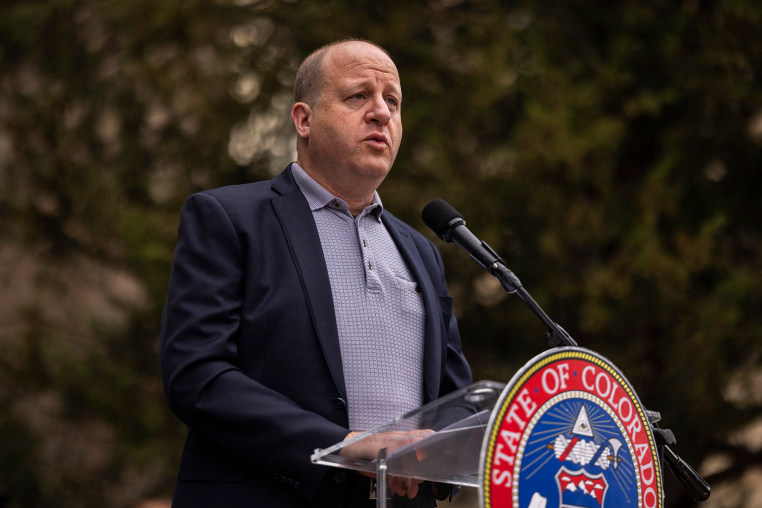 Colorado Governor Jared Polis speaks in Boulder, Colorado on June 4, 2025. 