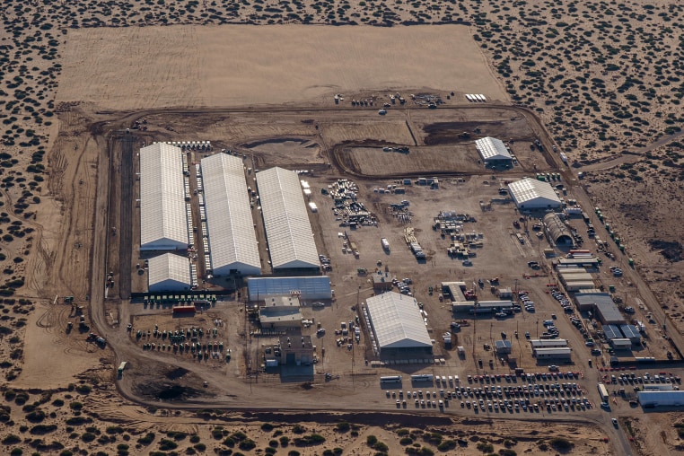 Aerial views of ICE detention facility in Fort Bliss, Texas