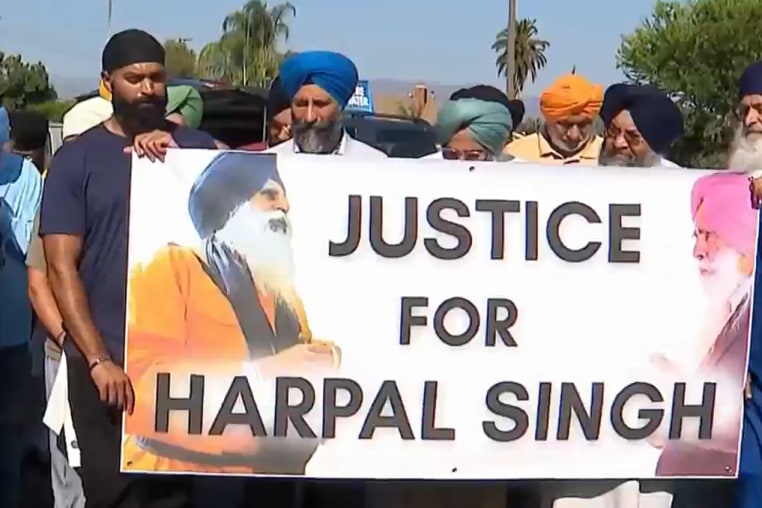 Members of Southern California's Sikh community gathered Monday to call for justice a week after a 70-year-old man was critically injured in a violent North Hollywood assault.