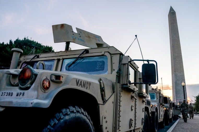 Armored vehicles parked outside
