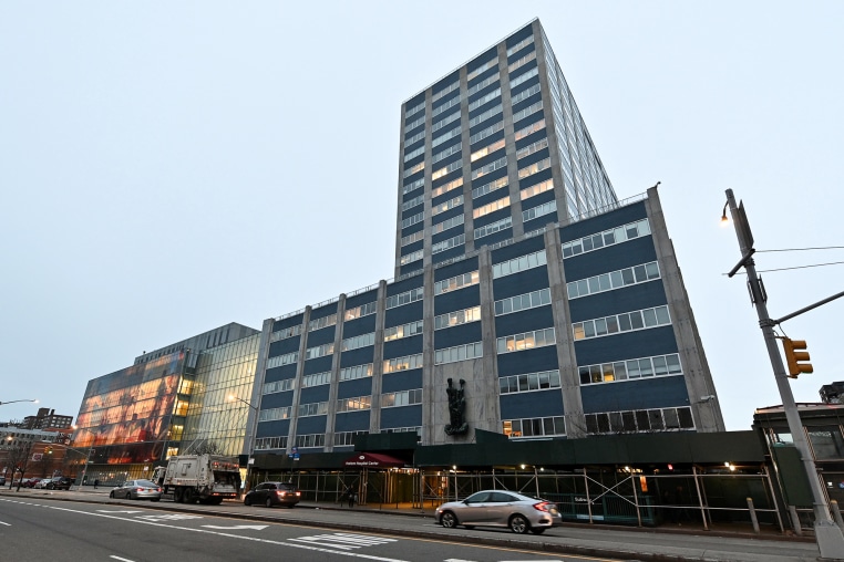 An exterior view from the street of Harlem Hospital