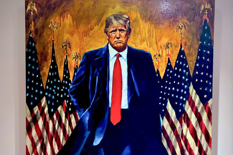 A painting of Donald Trump hung on a wall in the White House.