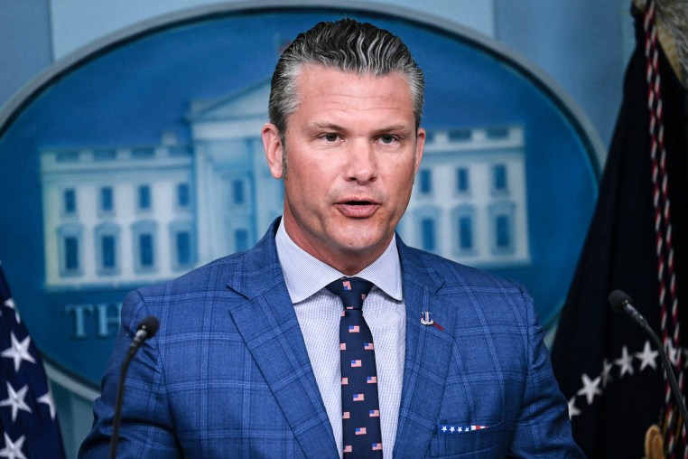 Image: Defense Secretary Pete Hegseth speaks during a news conference 