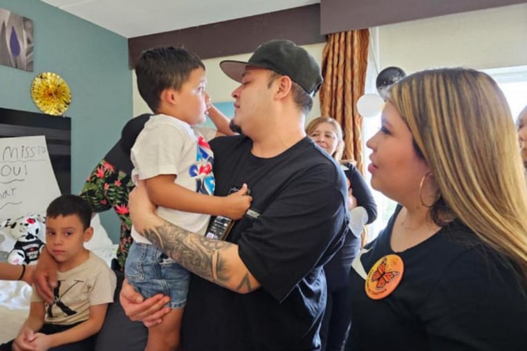 Kilmar Abrego Garcia is reunited with family members Friday, Aug. 22, 2025.