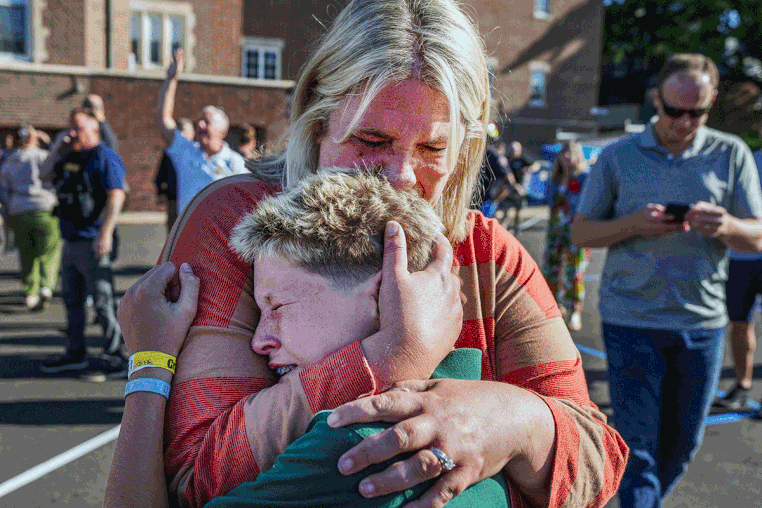 Scenes outside the church where a mass shooting took place in Minneapolis