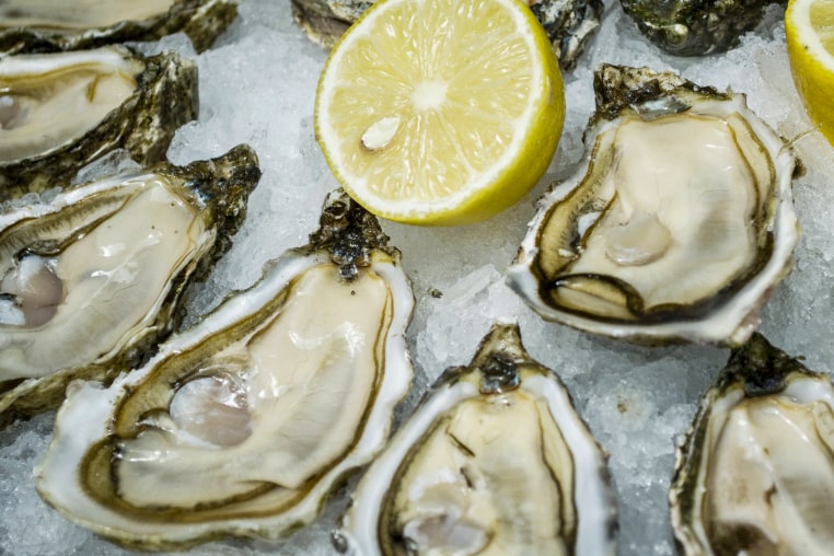 Raw oysters.