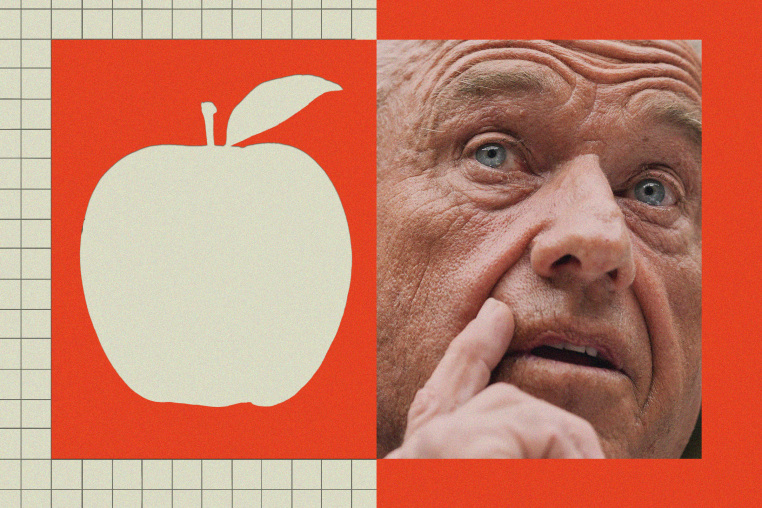A paper cutout of an apple; Robert F. Kennedy Jr., at a hearing