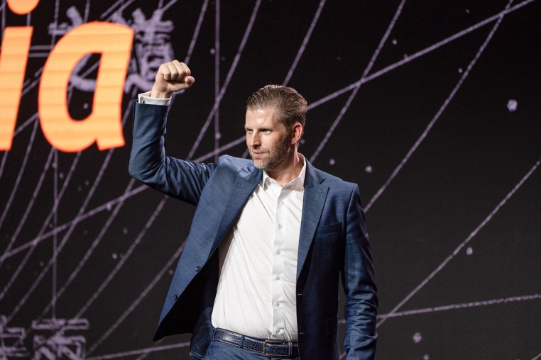 Eric Trump after speaking at the Bitcoin Asia conference 