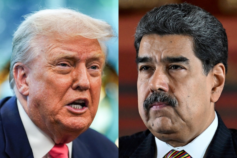 COMPOSITE
LEFT: US President Donald Trump speaks in the Oval Office of the White House in Washington, DC, US, on Thursday, Aug. 14, 2025. Photographer: Will Oliver/EPA/Bloomberg via Getty Images
RIGHT: Venezuela's President Nicolas Maduro looks on during a meeting at the National Assembly in Caracas on August 22, 2025. (Photo by Juan BARRETO / AFP) (Photo by JUAN BARRETO/AFP via Getty Images)

