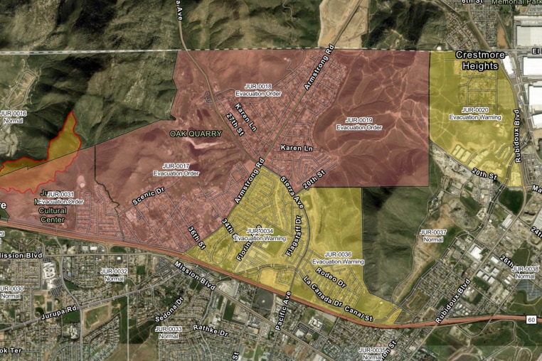 Evacuation orders issued by the California Department of Forestry and Fire Protection.