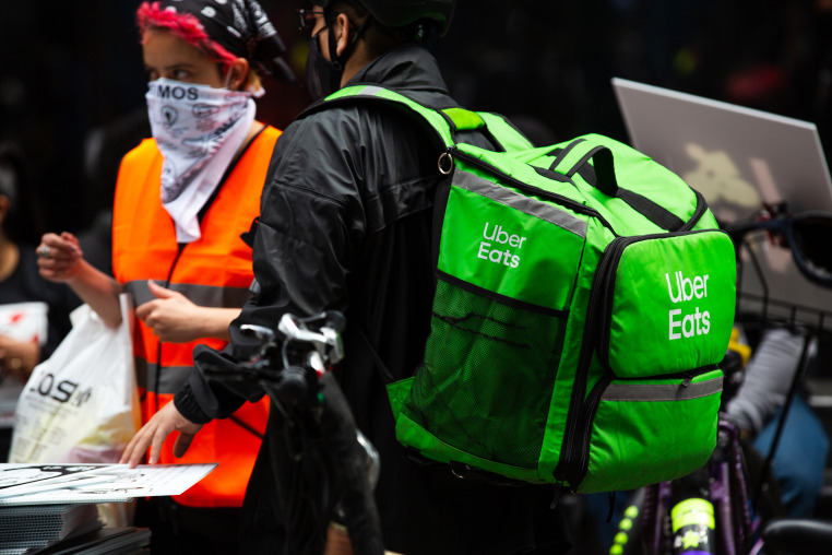 An Uber Eats backpack.