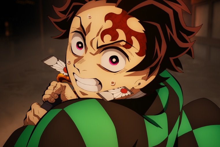 A close of of anime character Tanjiro Kamado