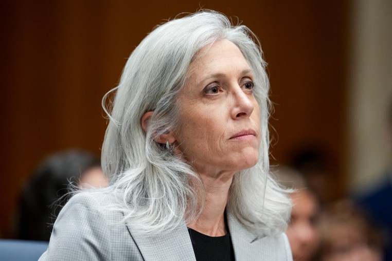 Susan Monarez seated during a hearing