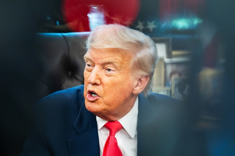  Donald Trump speaking in the Oval Office.