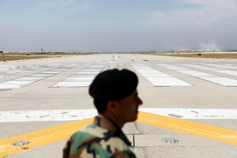 Runway is seen at Bagram U.S. air base, after American troops vacated it, in Parwan province