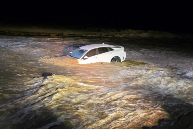 car swept away floodwaters barstow california